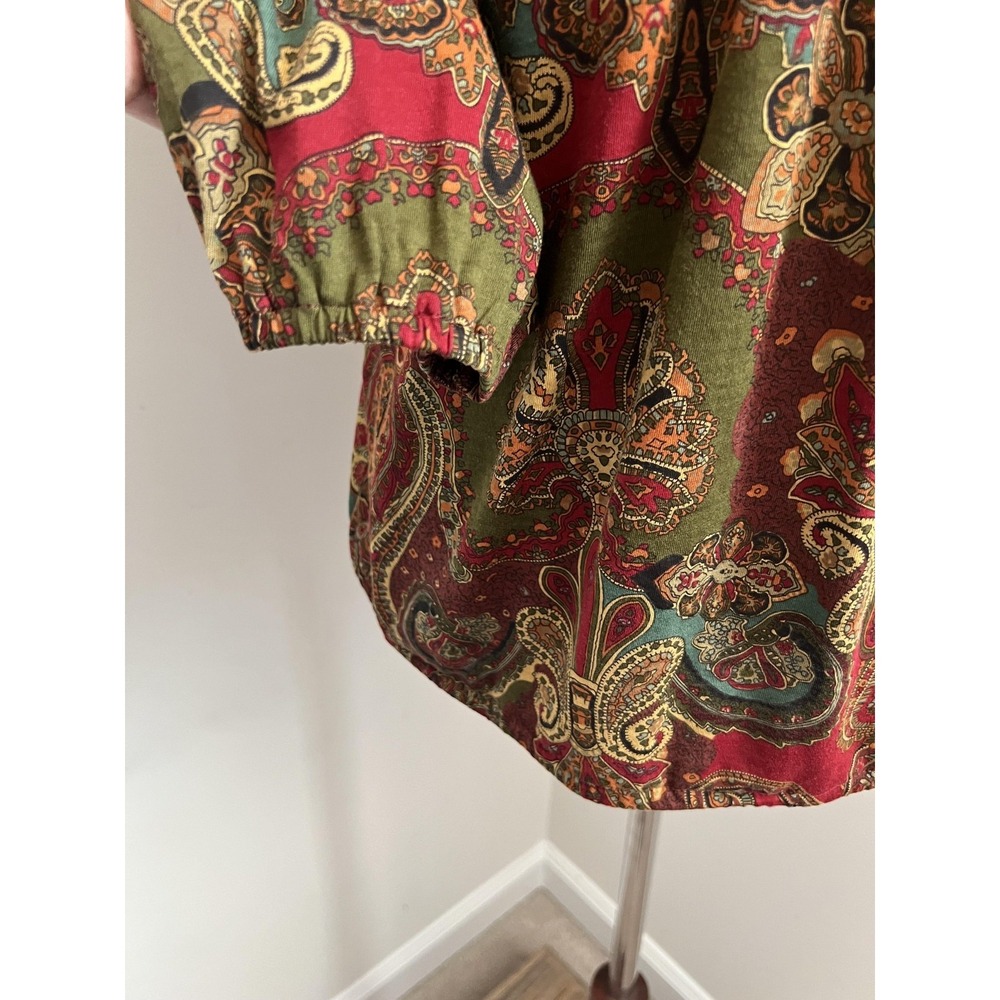 Lauren Ralph Lauren Top Womens Medium Multicolor Paisley 3/4 Sleeve Boho Tunic - Picture 7 of 8
